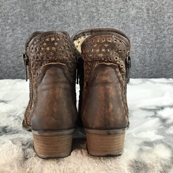 Circle G Corral Brown Leather Cutout Western Ankle Boots  8.5 - Picture 6 of 15